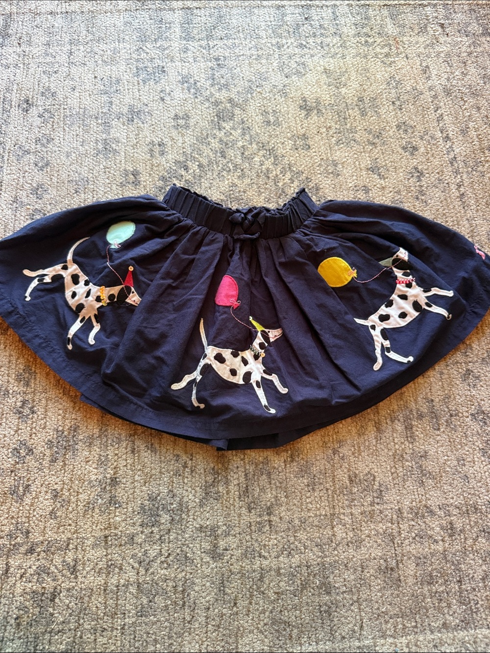 Joules Navy Skirt with Dog & Balloon Appliqués